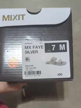 Mixit Silver Double-Strap Sparkle Slide Sandals